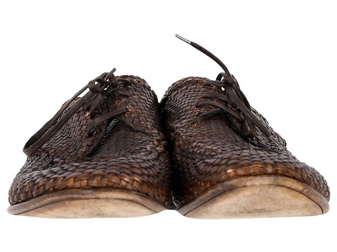 Scarpe Derby intrecciate con lacci Dolce & Gabbana in pelle di vitello marrone - vista 3