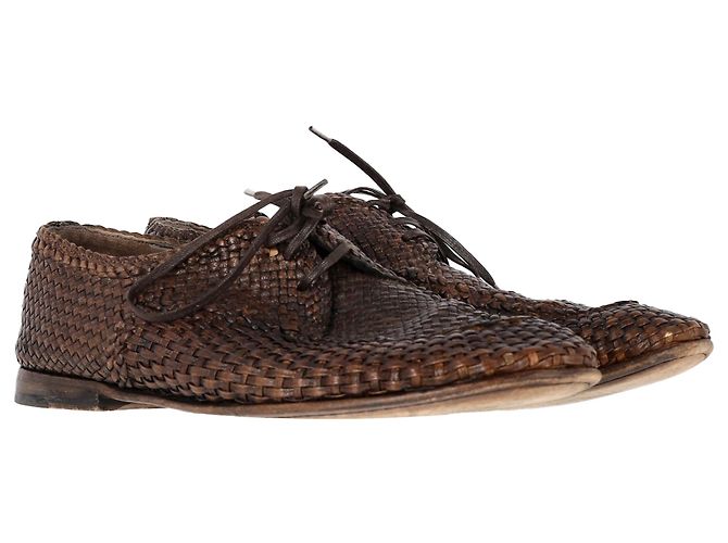 Scarpe Derby intrecciate con lacci Dolce & Gabbana in pelle di vitello marrone - vista 4