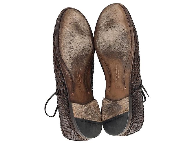 Scarpe Derby intrecciate con lacci Dolce & Gabbana in pelle di vitello marrone - vista 6