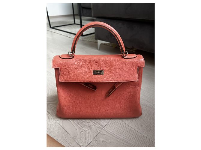 Hermès Kelly 32 Retourne Pelle Corallo - vista 6