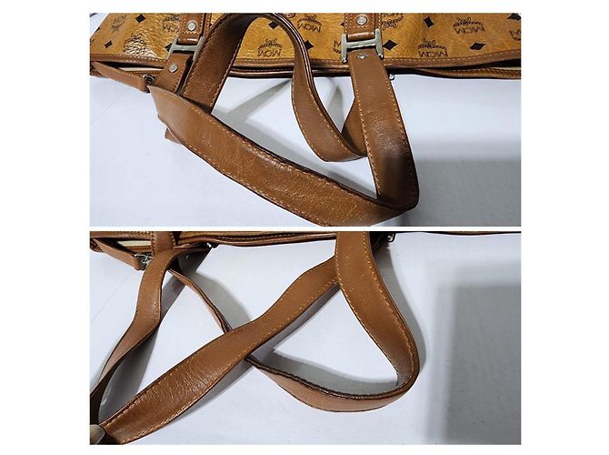 Sac shopping MCM Visetos en cognac Marron - vue 10