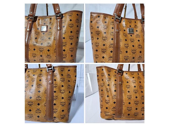 Sac shopping MCM Visetos en cognac Marron - vue 11