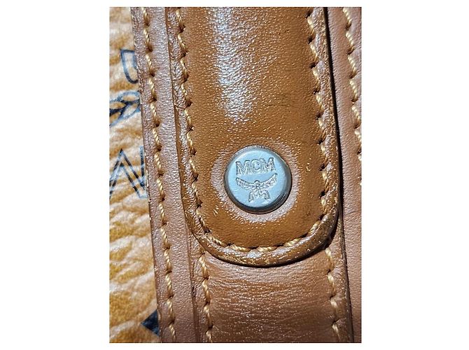 Sac shopping MCM Visetos en cognac Marron - vue 12