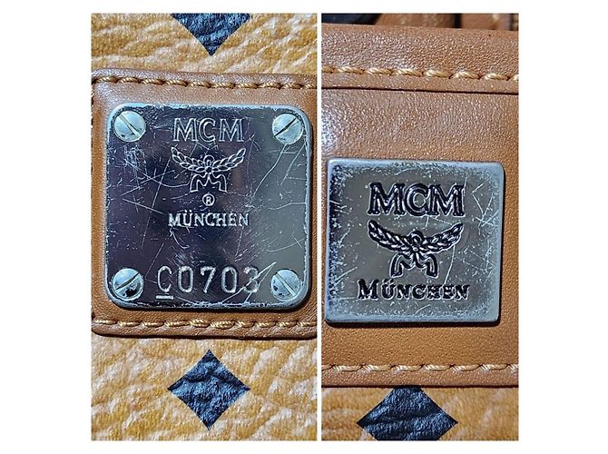 Sac shopping MCM Visetos en cognac Marron - vue 13