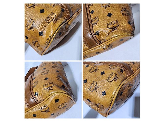 Sac shopping MCM Visetos en cognac Marron - vue 14