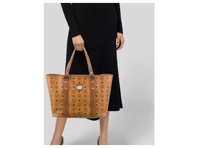Sac shopping MCM Visetos en cognac Marron - vue 3