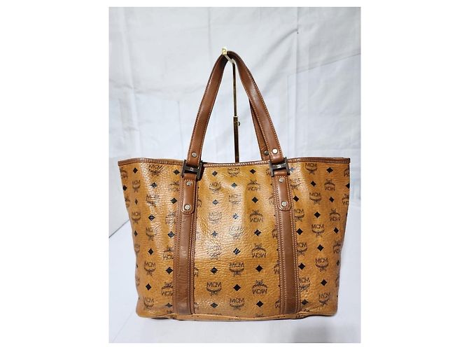Sac shopping MCM Visetos en cognac Marron - vue 4