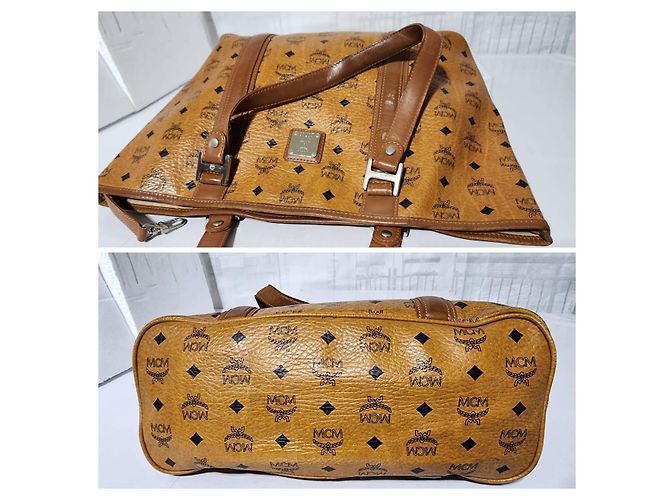 Sac shopping MCM Visetos en cognac Marron - vue 6