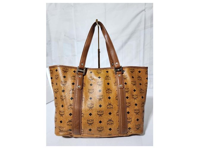 Sac shopping MCM Visetos en cognac Marron - vue 8