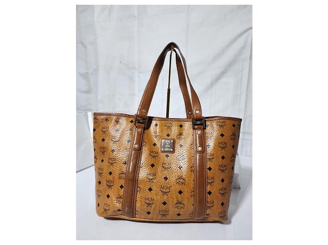 Sac shopping MCM Visetos en cognac Marron - vue 9