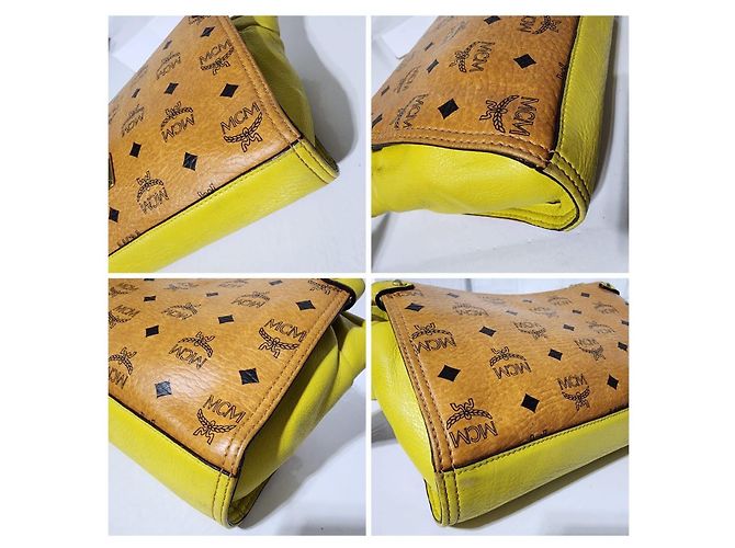 Borsa a tracolla in pelle MCM Visetos Cognac/Giallo Marrone - vista 13