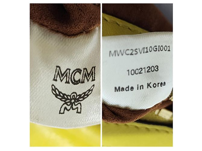 Borsa a tracolla in pelle MCM Visetos Cognac/Giallo Marrone - vista 14