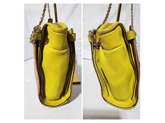 Borsa a tracolla in pelle MCM Visetos Cognac/Giallo Marrone - vista 19