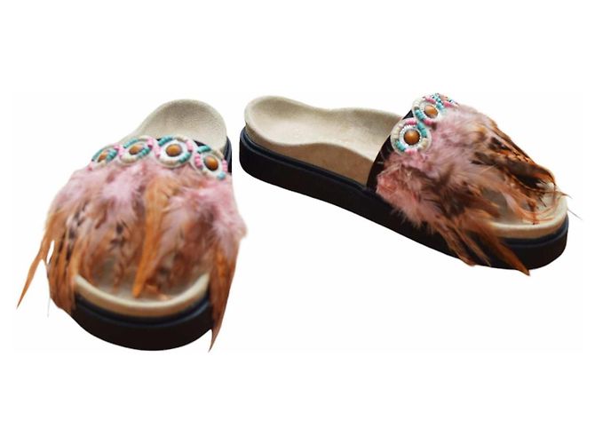 Sandálias Inuikii Ethnic com Penas Rosa e Marrom Tamanho 39 Multicor - vista 9
