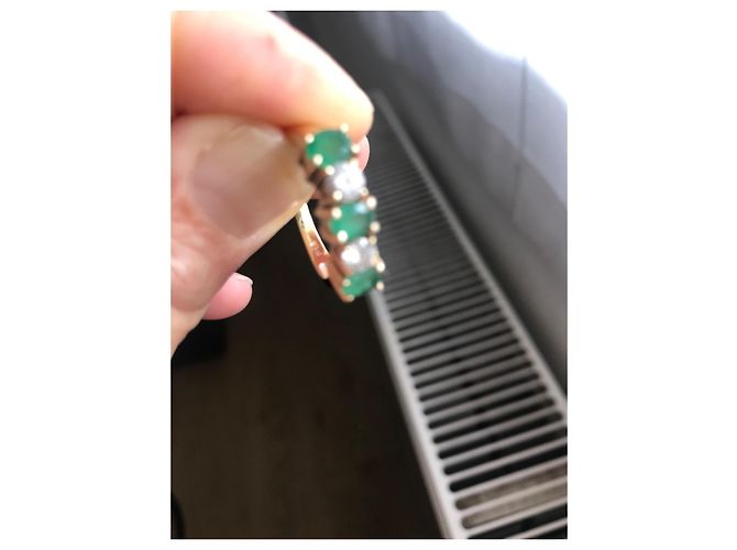Autre Marque Anello in oro giallo 14 carati con smeraldi e diamanti D'oro - vista 5