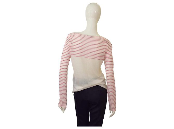 Autre Marque Lutz & Patmos Gestreifter Kaschmir Strickpullover Weiß Rosa L - Ansicht 2