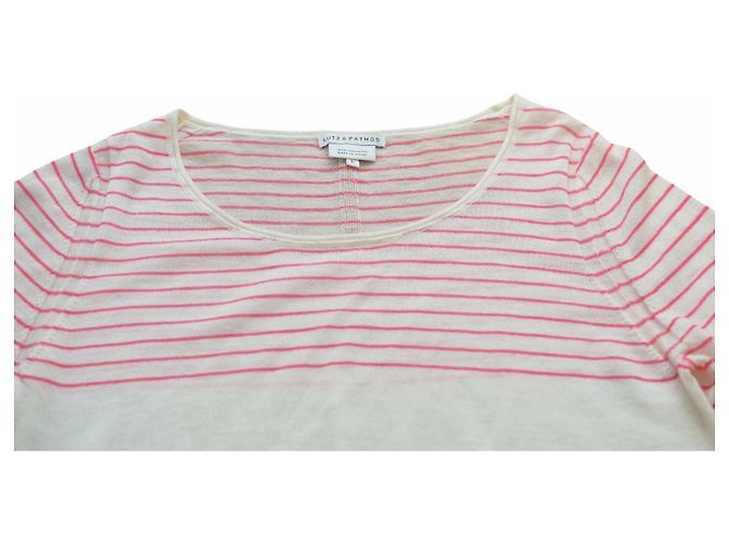 Autre Marque Lutz & Patmos Gestreifter Kaschmir Strickpullover Weiß Rosa L - Ansicht 4
