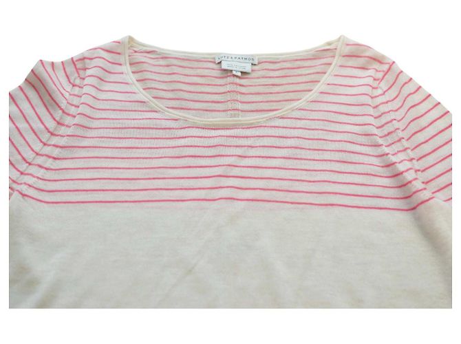 Autre Marque Lutz & Patmos Gestreifter Kaschmir Strickpullover Weiß Rosa L - Ansicht 6