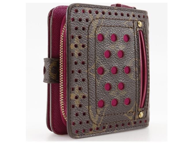 Billetera bifold compacta con cremallera Louis Vuitton Castaño Rosa Fucsia Monograma - vista 3