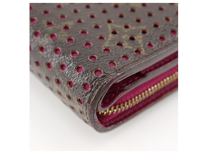 Billetera bifold compacta con cremallera Louis Vuitton Castaño Rosa Fucsia Monograma - vista 4