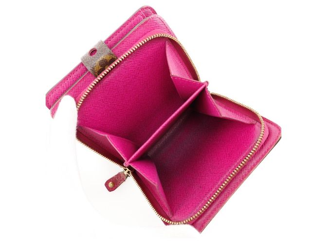 Billetera bifold compacta con cremallera Louis Vuitton Castaño Rosa Fucsia Monograma - vista 7