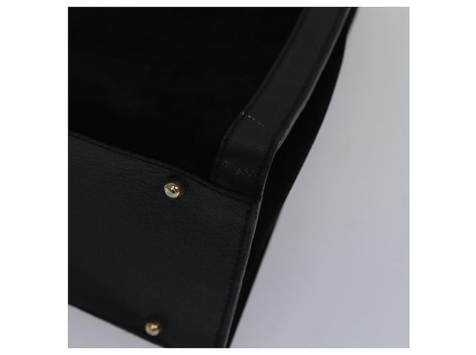 Borsa a mano GUCCI in pelle scamosciata nera e oro Bamboo 002 1186 0260 Auth ep5511 Nero D'oro - vista 10