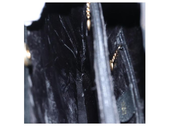 Borsa a mano GUCCI in pelle scamosciata nera e oro Bamboo 002 1186 0260 Auth ep5511 Nero D'oro - vista 17
