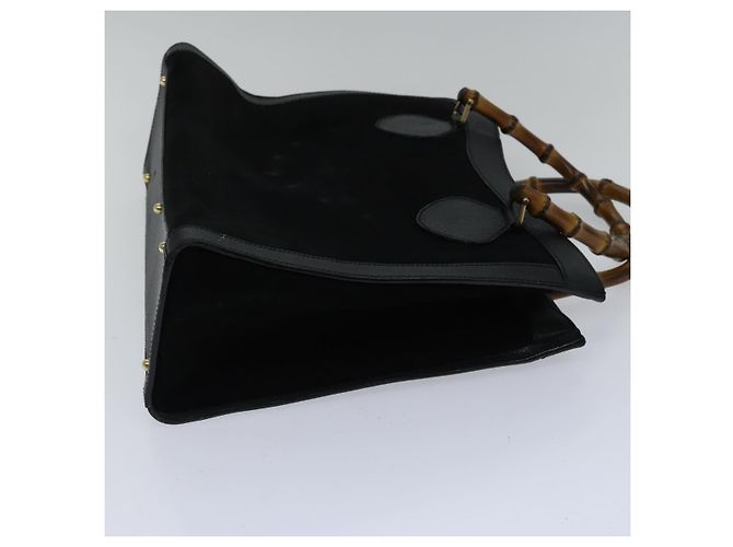 Borsa a mano GUCCI in pelle scamosciata nera e oro Bamboo 002 1186 0260 Auth ep5511 Nero D'oro - vista 4