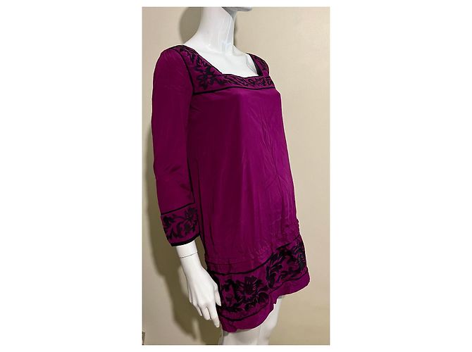 Alice by Temperley Mini abito borgogna con ricamo nero Porpora - vista 2