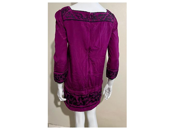 Alice by Temperley Mini abito borgogna con ricamo nero Porpora - vista 3