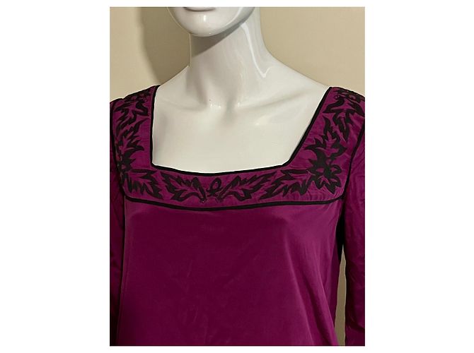 Alice by Temperley Mini abito borgogna con ricamo nero Porpora - vista 6