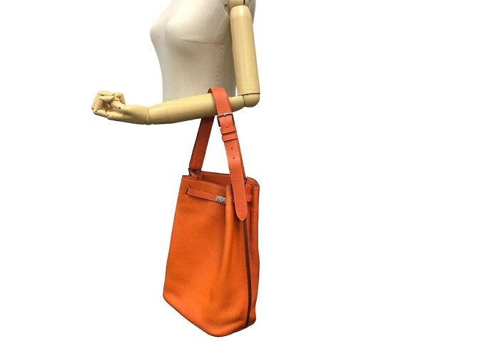 Hermès Borsa tote Hermes So Kelly 26 arancione - vista 13