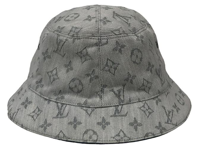 Cappello bucket in denim Monogram Louis Vuitton Bianco Blu - vista 2