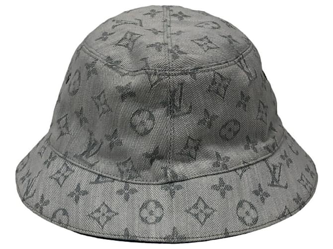 Cappello bucket in denim Monogram Louis Vuitton Bianco Blu - vista 4