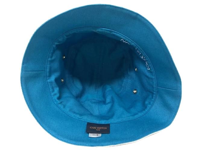 Cappello bucket in denim Monogram Louis Vuitton Bianco Blu - vista 6