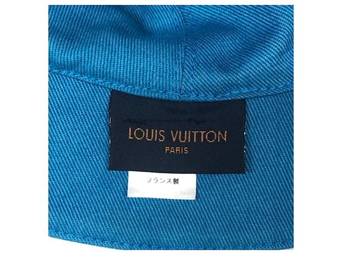 Cappello bucket in denim Monogram Louis Vuitton Bianco Blu - vista 7