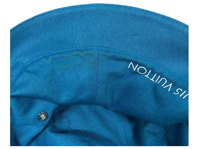 Cappello bucket in denim Monogram Louis Vuitton Bianco Blu - vista 9