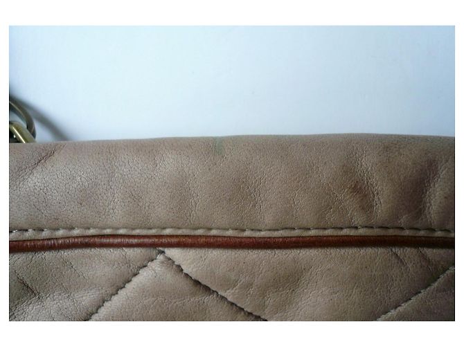 LANVIN Pochette con zip caffè latte in pelle in ottime condizioni Beige - vista 8