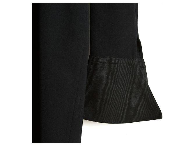 Abito Givenchy anni '90 FR38 Lana nera e polsini in seta Shot UK10 US8 Nero - vista 2