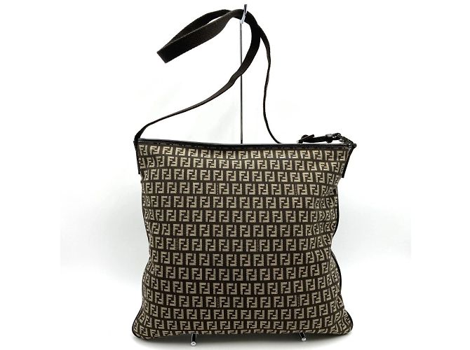 Fendi braune Canvas Schultertasche - Ansicht 3