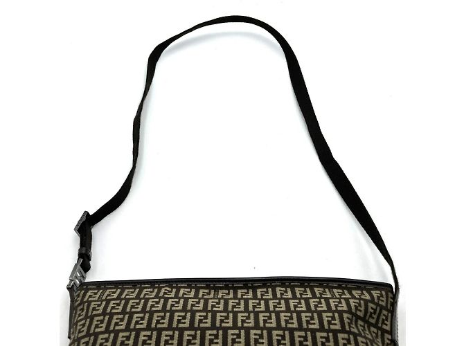 Fendi braune Canvas Schultertasche - Ansicht 6