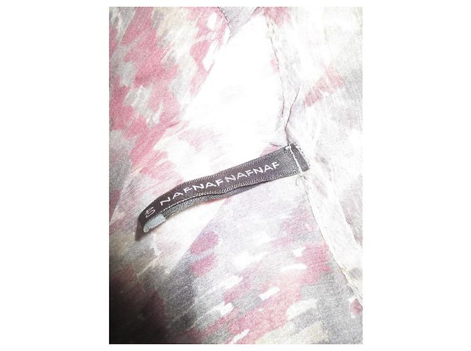 Autre Marque Naf Naf Seidenbluse Grau Rosa Beige Größe 40 - Ansicht 6