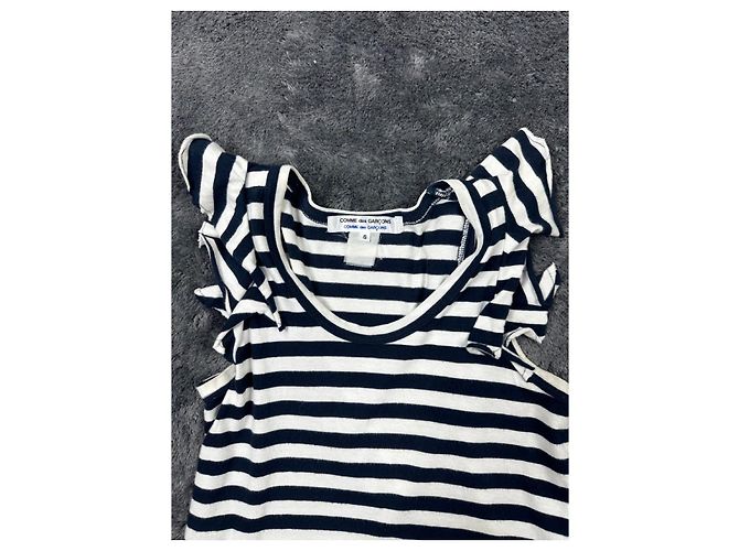 Comme Des Garcons Como des Garçons SS2011 Top de Volantes a Rayas. Negro Blanco - vista 3