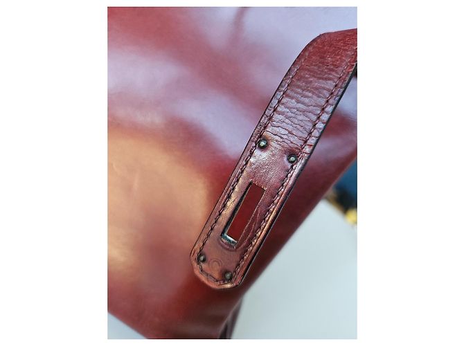 Hermès Kelly 32 Vintage Handtasche 1965 Rot / Braun authentisch Dunkelbraun - Ansicht 12