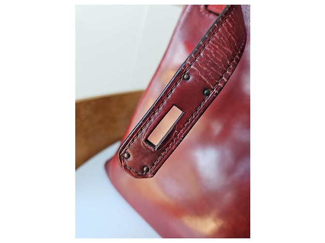 Hermès Kelly 32 Vintage Handtasche 1965 Rot / Braun authentisch Dunkelbraun - Ansicht 13