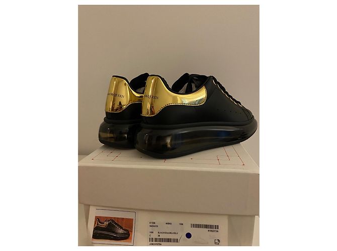 Sneakers Alexander McQueen Oversized Pelle Nere e Oro 38 Nero D'oro - vista 7