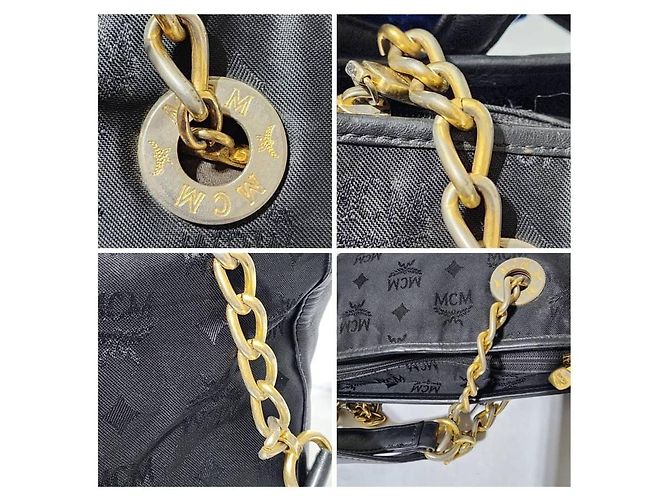 MCM Vintage Visetos Nylon Einkaufstasche Schwarz - Ansicht 14