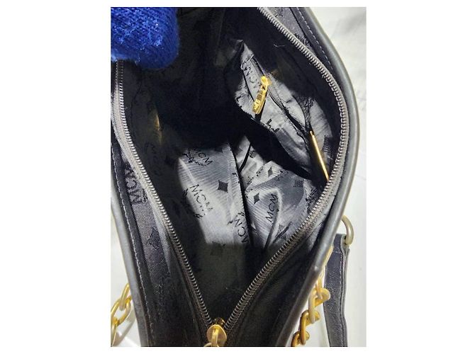 MCM Vintage Visetos Nylon Einkaufstasche Schwarz - Ansicht 15