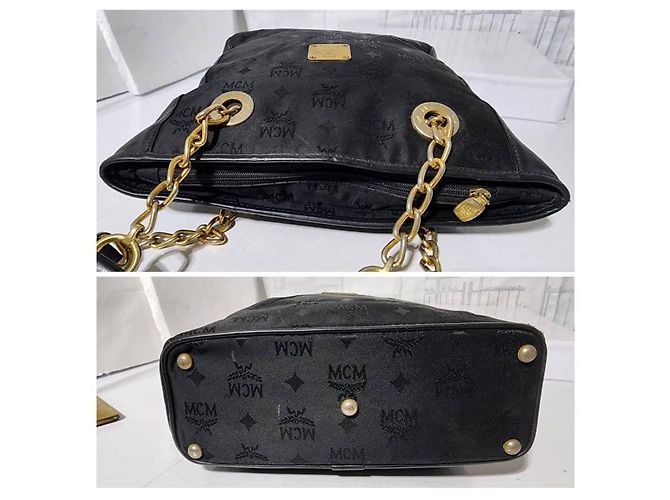 MCM Vintage Visetos Nylon Einkaufstasche Schwarz - Ansicht 8