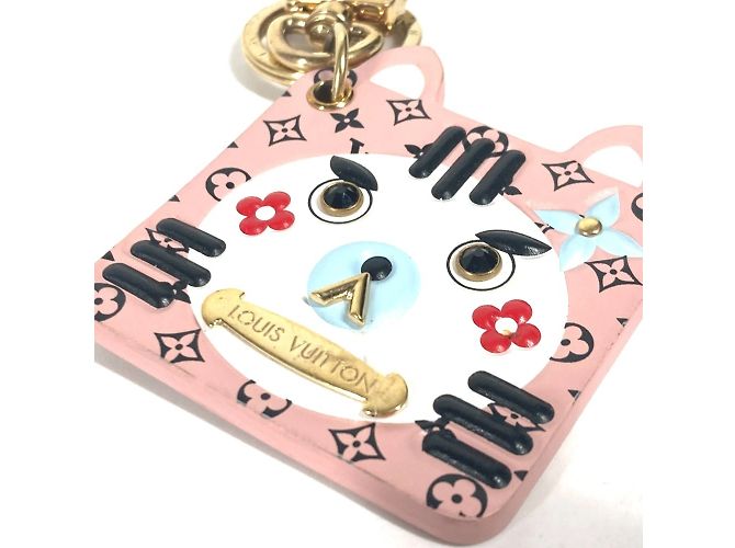 Louis Vuitton Portocle Fun Face Monogram Cat Bag Charm Keychain Pink - view 5